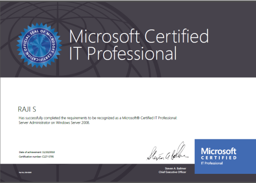 Microsoft Certified IT Professional Server Administrator - Windows Server 2008