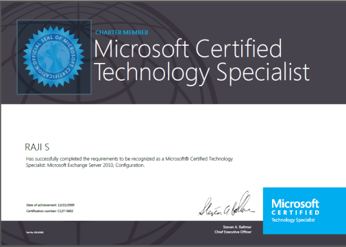 Microsoft Certified Technology Specialist - Microsoft Exchange Server 2010